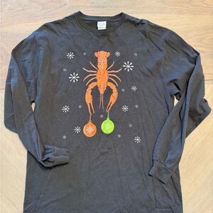 Delta Black Long Sleeve Tee with Orange Lobster Design